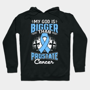 Prostate Cancer Awareness God Bigger Light Blue Ribbon Hoodie